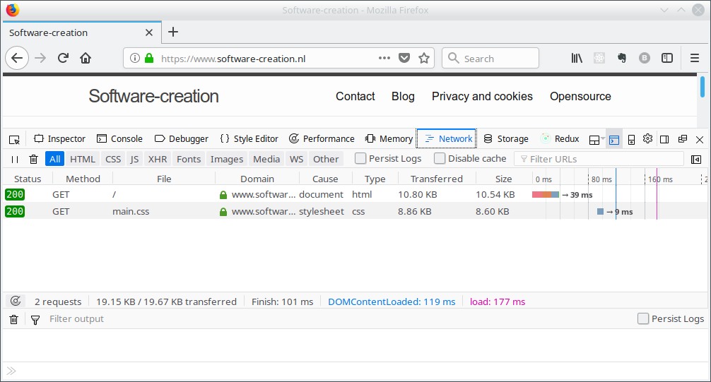 Network tab of software-creation